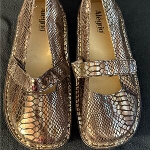 Alegria Metallic Snakeskin Loafers